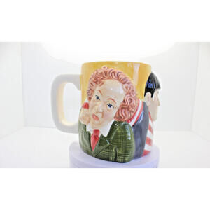 Vintage 1997 Clay Art 3 Stooges Multicolored Sculpted Figures Mug Hand Painted